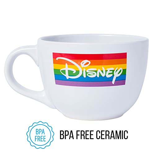 Silver Buffalo Mickey Mouse Hands Rainbow Pride Ceramic Soup Mug, 24 Ounces