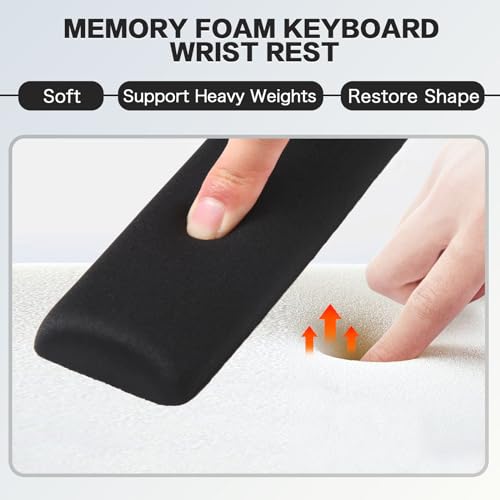 Hasinart Gel Mouse Pad Wrist Support Memory Foam Keyboard Wrist Rest, Ergonomic Keyboard Mouse Wrist Rest with Non-Slip PU Base for Computer Desk, Green Leaves