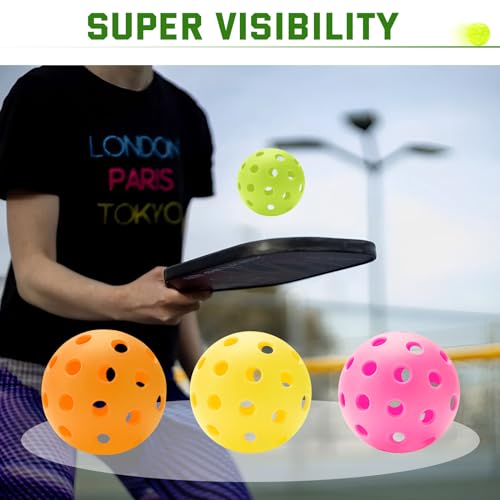 U-pick Pickleball Balls, Outdoor Pickleball Balls 4 Packs, Pickle Balls with Mesh Bag, High Elasticity & Balanced & Durable, 40 Holes Pickleball for All Skill Levels