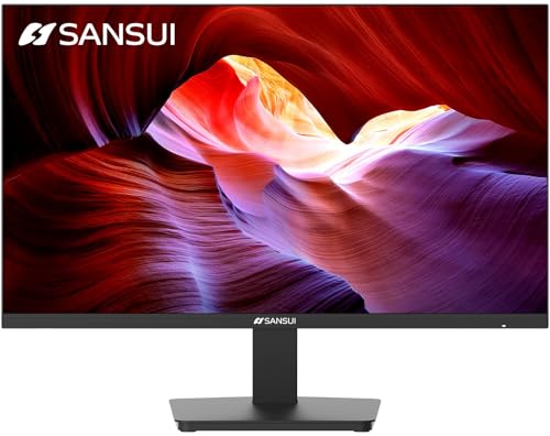 SANSUI Monitor 24 inch 100Hz PC Monitor, VESA, HDMI VGA Ports, FHD Computer Monitor Ultra-Slim Ergonomic Tilt Eye Care for Home Office (ES-24F2, HDMI Cable Included)