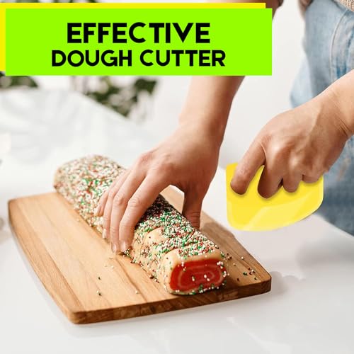 Hard Bench Scraper Dough Scraper - SURDOCA 5.31x3.64'' Plastic Pastry Cutter Dough Cutter Bread Cutter bread making tools, Cake Scraper Bowl Scraper Pastry Scraper Baking Supplies, Blue+Green+Yellow