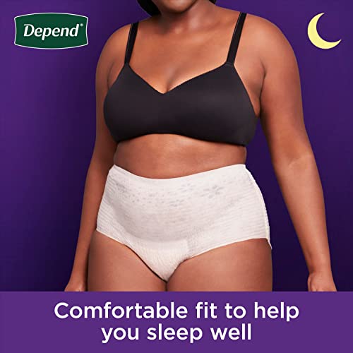 Depend Night Defense Adult Incontinence & Postpartum Bladder Leak Underwear for Women, Disposable, Overnight, Small, Blush, 16 Count, Packaging May Vary