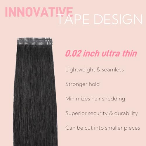 FUOTONBUTY Tape in Hair Extensions Human Hair Double Stitched Invisible Tape in Hair Extensions Seamless Tape ins 20pcs 50g Tape on Real Human Hair (Platinum Blonde, 22 inch)