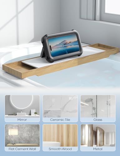 Lamicall Shower Phone Holder Waterproof - 480° Rotatable Retractable Adjustable Shower Phone Case Holder, Bathroom Wall Phone Mount Stand Water Proof Case, Shower Accessories for 4-7" Phones, Black