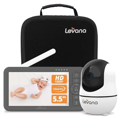 Levana Nala Video Baby Monitor No WiFi, 1080P PTZ Camera, 5.5”1080P Monitor, Night Vision, 1000ft Range, 5000mAH Battery, Carrying Case, 2 Year Warranty