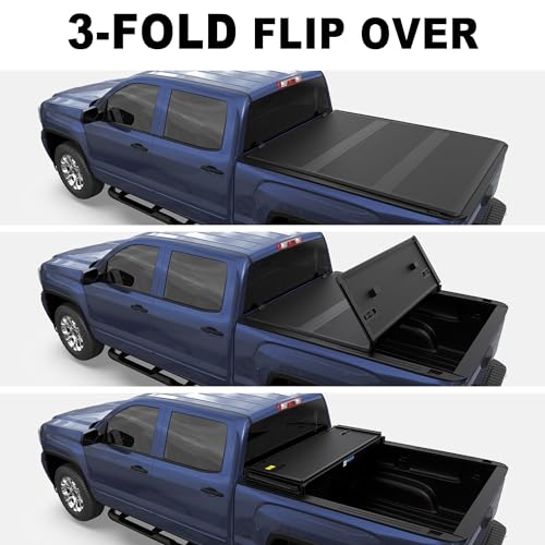 KUIPERAUTO Quad Soft Truck Bed Tonneau Cover Compatible for 04-07 Chevrolet Silverado GMC Sierra 1500 2500 3500 5.8FT Short Bed Fleetside (2007 Classic & New Body Only) -69.6 Inch