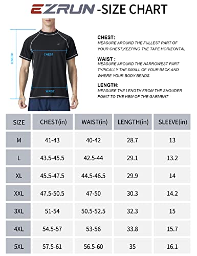 Men's Swim Shirts Rash Guard Short Sleeve UPF 50+ UV Sun Protection SPF Shirt Quick Dry Swimming Fishing Water Beach T Shirts (Black,M)