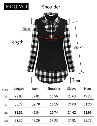 MOQIVGI Plaid Shirts for Women Blue and Black Long Sleeve Christmas Tops 2024 Trendy Dressy Fall Winter Clothes Work Casual Vacation Collared Colorblock Tunics Medium