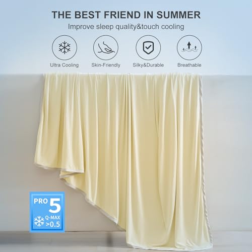 PHF Double Cooling Blanket for Hot Sleepers Twin Size, Arc-Chill Q-Max>0.5 with Double Cooling, Summer Blanket Absorbs Heat to Keep Cool All Night for Night Sweats (Alabaster Gleam, 60''x80'')