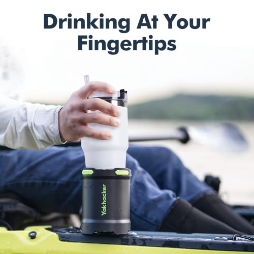 YAKHACKER Kayak Cup Holder with Rubber Tab - Multi-Functional and Anti-toppling Cup Holder for Kayak - Phone Holder, Drinks Holder, Fishing Tool, Kayak Track Mount Install