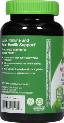 Nature's Way Vitamin D3 Gummies, Supports Immune and Bone Health*, 2000 IU (50 mcg) per 2-gummy Serving, Mixed Fruit Flavored, 120 Gummies (Packaging May Vary)