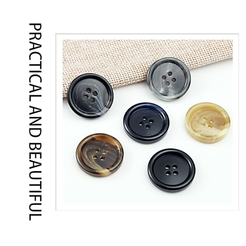 20/Set Resin Button Clothes Sewing Snaps Blazer Shirts 4 Holes Buttons (15mm, Black)