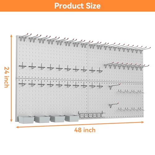 WALMANN Metal Pegboard Kit with Accessories for Wall Garage Tools Pegboard Storage System for Garage, Workbench, Shed Modular Peg Board Organizer Board with Hooks(Black)