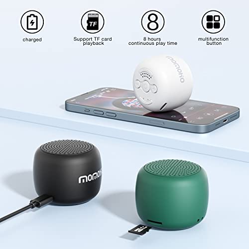 MOMOHO Small Bluetooth Speakers, Portable Lightweight Compact Travel Speaker with Built in Mic,TWS Pairing, TF Card, HD Sound and Bass Wireless Bluetooth for Home/Party/Hiking, Gift (Black)