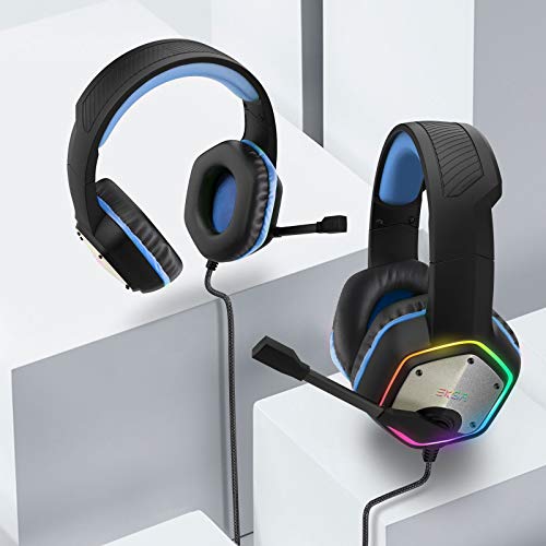 EKSA Wireless Gaming Headset for PS4 PS5 PC, 7.1 Surround Sound Headset with Mic ENC & RGB Light, 36 Hour Battery, 2.4G USB Gaming Headphones for Computer, Laptop, 3.5mm Jack