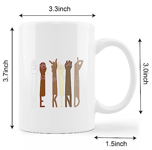 Be Kind American Sign Language Diversity Multicultural Kindness Ceramic Mug-11oz Coffee Milk Tea Mug Cup with Handle,Back to School Gifts for Teachers Students,Diversity Equity and Inclusion Gifts