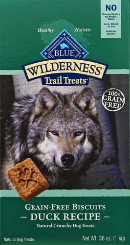 Blue Buffalo Wilderness Trail Treats High Protein Grain Free Crunchy Dog Treats Biscuits, Duck Recipe, 36-oz box