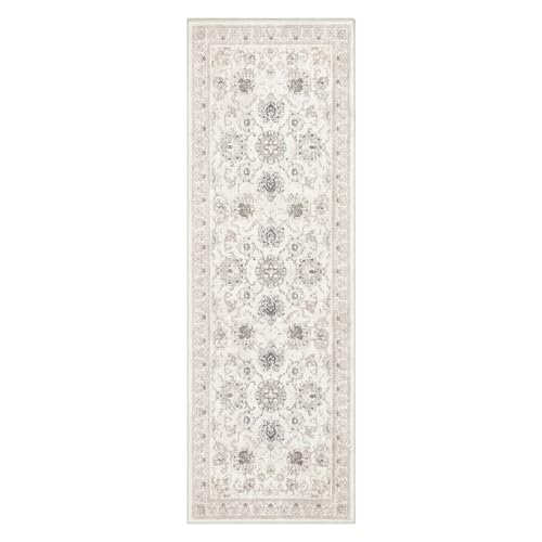 Phantoscope Hallway Runner Rug 2'x6' - Boho Washable Non-Slip Kitchen Rug Runner, Ultra-Thin Vintage Distressed Accent Throw Rug for Entryway Laundry Bathroom Bedroom, Beige/Neutral