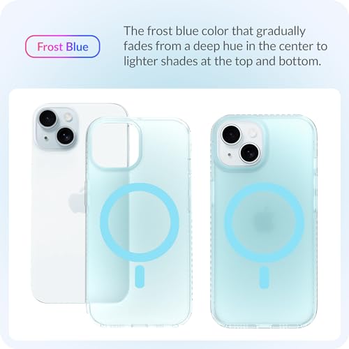 LONLI Hue - for iPhone 15 Case [Compatible with Magsafe] - Frosted Blue - [10FT Drop Protection] [4 Airbag Cushioned Corners] - Cute, Unique and Aesthetic (2023)