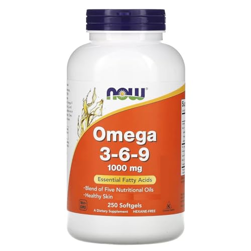 NOW Supplements, Omega 3-6-9 1000 mg with a blend of Flax Seed, Evening Primrose, Canola, Black Currant and Pumpkin Seed Oils, 250 Softgels