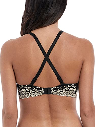 Wacoal Women's Embrace Lace Plunge Convertible Contour Bra, Black, 34D