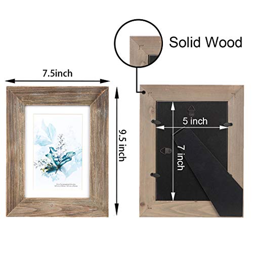 KAIWIN 100% Solid Wood Brown 12x16 Picture Frames 2 Pack - Display Picture 8.5x11 with Mat, HD Plexiglass Inside, Rustic Wooden Photo Frames for Wall Mounting