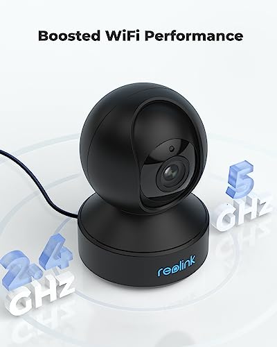 REOLINK 5GHz WiFi Indoor Camera, 5MP Plug-in Security Camera with 3X Optical Zoom, 360 Degree Baby/Dog Monitor with Auto Tracking, Person/Pet Detection, 2.4/5 GHz WiFi, Local Storage, E1 Zoom