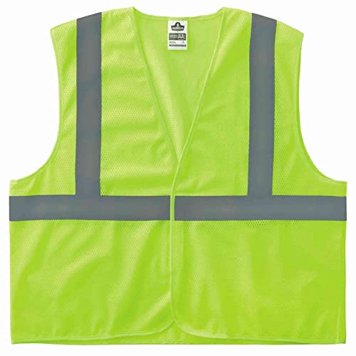 Ergodyne - 20975 GloWear 8205HL Reflective Safety Vest, High Visibility Lime Mesh, Type R Class 2, Hook & Loop Closure, Large/ X-Large