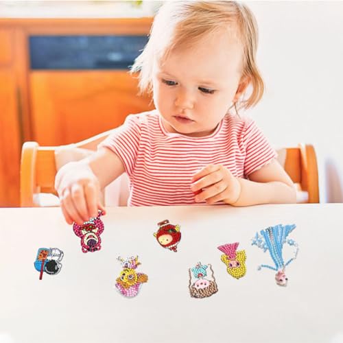 SHOWERRING 5D DIY Diamond Art Stickers Kits for Kids,Cartoon Gem Digital Art Painting Stickers Mosaic Craft Kit (Cute Girl)