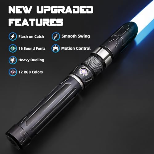 Saberforms Lightsaber Dueling Light Saber with12 RGB Colors 16 Sound Fonts and Motion Control, Force FX Lightsabers with Retro Weathered Handle and Replaceable Blade, Light Sabers for Adults, Kids