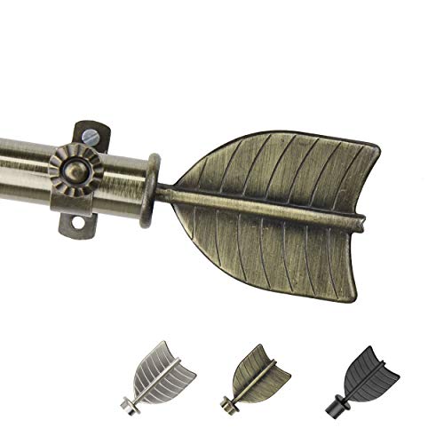 Rod Desyne Feather Adjustable Window Curtain Rod Set, 28 to 48-Inch, Antique Brass