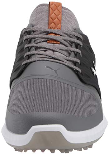 Puma Golf Men's Ignite Pwradapt Caged Golf Shoe, Quiet Shade-Bronze-Puma Black, 8.5 Wide US