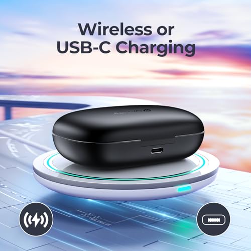 OFNEX Wireless Earbuds Bluetooth 5.3 Headphones 90 Hrs Playtime Earbuds with Wireless Charging Case Over-Ear Sports Earphones Waterproof Deep Bass Headset, Black