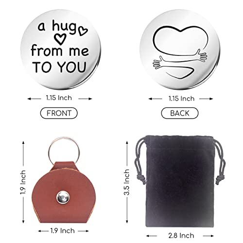 Inspirational Pocket Hug Token Gift, Long Distance Relationship Keepsake Stainless Steel Double Sided，Pocket Hug Token Gift for Family Friends Daughter Son Boys Girl-A Hug From Me To You