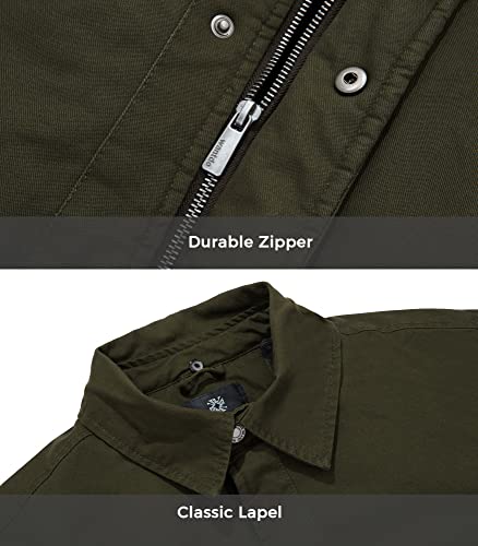 wantdo Men's Casual Winter Jacket Fleece Lined Work Jackets Warm Cargo Military Coat with Hood Army Green X-Large