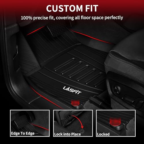 LASFIT Floor Mats for Hyundai Ioniq 5 2022-2024 (Only for Movable Console),All Weather Protection Floor Liners,TPE Car Mats for Ioniq 5 Accessories 2022-2024,1st & 2nd Row,Black