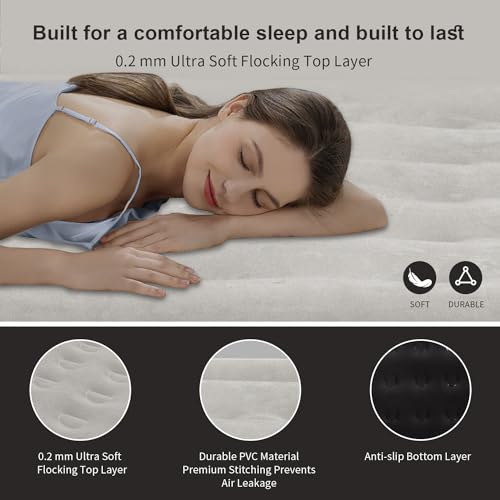 Nyabtst Air Mattress Queen with Built in Pump 16" Twin air Mattress, Soft Flocked Air Mattress with Automatic Inflation and deflation Function Very Suitable Guests Overnight,Camping and Family Game