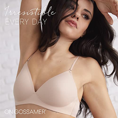 OnGossamer Women's Sleek Micro Plush Push Up Bra w/Lace Back, Champagne, 34A
