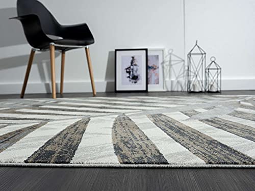 Abani Brown, Grey & Beige Floral Palm Leaf Pattern Area Rug Rugs - Nova Collection Modern Eclectic Style Accent Rug (4' x 6', Grey & Brown)