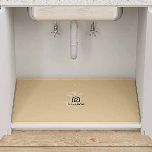 Under Sink Mat, 22" x 19" Silicone Kitchen Cabinet Tray, Waterproof & Flexible Under Sink Liner for Kitchen Bathroom and Laundry Room(Black)