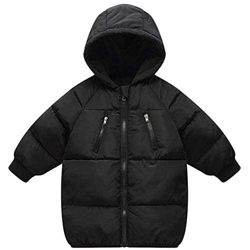 LANBAOSI Baby Boys Girls Winter Coat Toddler Kids Warm Hooded Jacket Outerwear Black