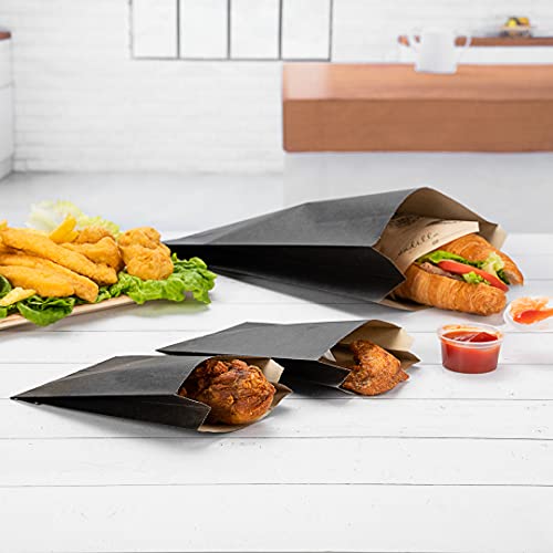 Restaurantware Bag Tek 5" x 3" x 8.75" Paper Bags For Snacks 100 Disposable French Fry Bags - Greaseproof For Popcorn Cookies Fries And More White Paper Kraft Snack Bags