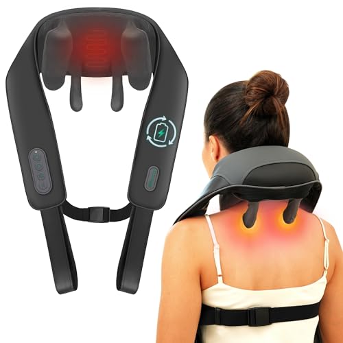 Snailax Cordless Neck Shoulder Massager with Soothing Heat, Upgarded 4D Deep Tissue Kneading, Shiatsu Neck Back Massager Pillow for Neck, Traps, Back, Gifts for Men Women Mom Dad