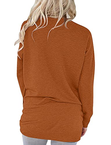 onlypuff Womens Long Sleeve Top Pocket Shirts Loose Fit Tunics Tops 2024 Fahion Fall Top Pink M