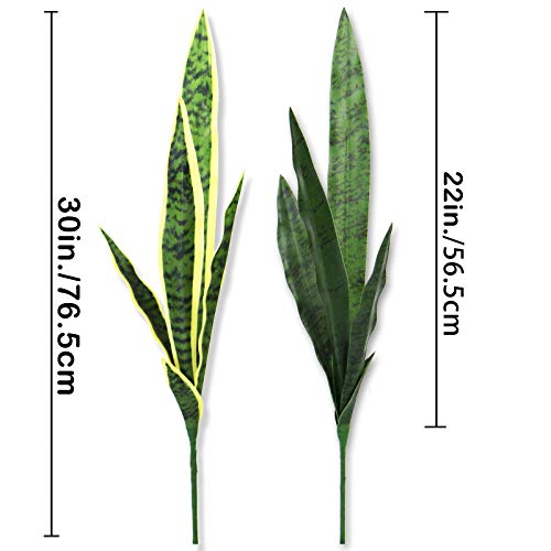 Bird Fiy Artificial Snake Plants 30" Faux Agave Fake Sansevieria Artificial Silk Plant for Home Garden Office Store Decoration 4 Pcs (Green)