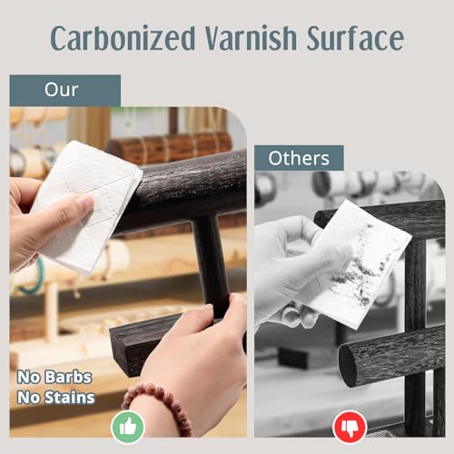 ProCase Bracelet Holder Display Stand Bracelet Organizer, Wooden Bracelet Display Rack for Selling, Wood T-bar Bangle Storage Watch Tower for Business Vendors- 1 Tier, Brown