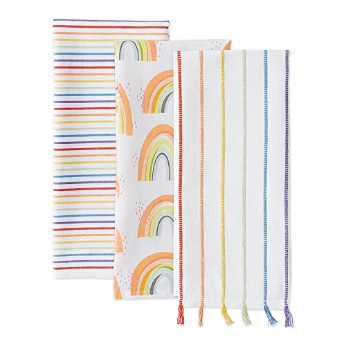 DII Be You-tiful Collection Absorbent & Long-Lasting Kitchen, Dishtowel Set, 18x28, Assorted Rainbow, 3 Count