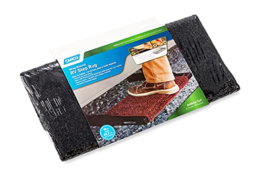 Camco 42915 Black Premium Wrap Around RV Step Rug (Turf Material (17.5" x 18"))