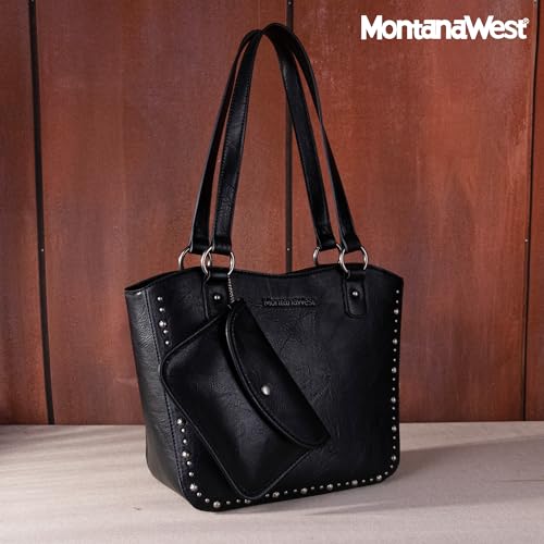 Montana West WesternTwo-Tone Tote Bags for Women Shoulder Purse Hobo Bags with Tassels MWC-G348KH