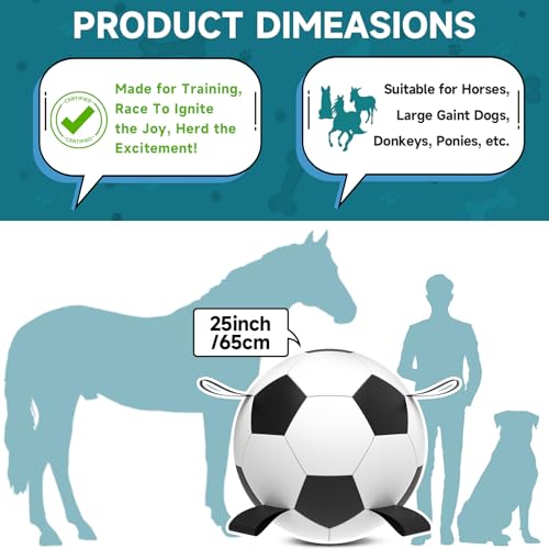 QDAN Herding Dog Balls Horse Ball - 18 inch Horse Toys Herding Ball for Dogs, Large Giant Ball Toys for Australian Shepherd Dog Toys, Black